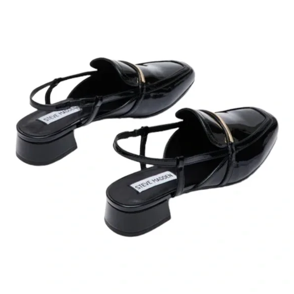 Steve Madden CALIBRI BLACK PATENT Slingback shoes - Picture 3 of 13